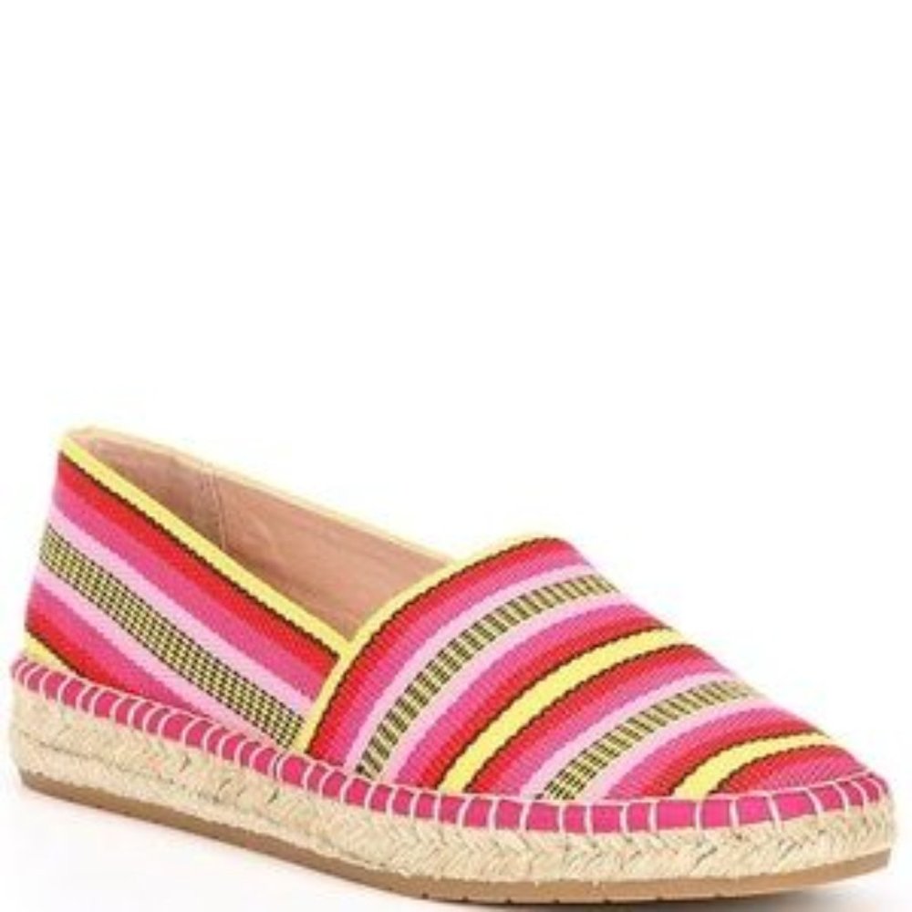 Chelsea & Violet Espadrille Mimi Woven Slip On Pink Yellow Shoes Size 7.5 Boho